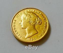 SYDNEY MINT 1857 Australian GOLD SOVEREIGN VF/EF Rare Coin Investment Grade