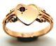 Size I Genuine Solid 9ct Rose Gold Ruby Stone Heart Signet Ring -july Birthstone