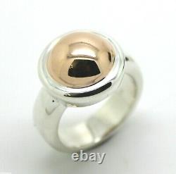 Size J New Genuine Sterling Silver & 9ct Rose Gold 375 Half Ball Ring