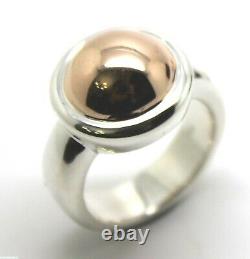 Size J New Genuine Sterling Silver & 9ct Rose Gold 375 Half Ball Ring
