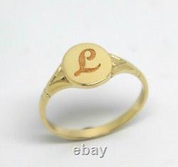Size K 1/2 Genuine 9ct Yellow Gold Oval Signet Ring Engraved With One Initial