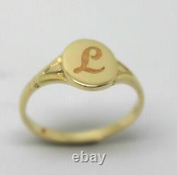 Size K 1/2 Genuine 9ct Yellow Gold Oval Signet Ring Engraved With One Initial