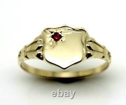 Size K 9ct 9k Small Yellow Gold Childs Ruby Shield Signet Ring