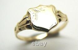Size K Genuine Childs Solid 9ct 9k Yellow Gold Shield Signet Ring