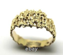 Size M Genuine 9ct 9k 375 Full Solid Yellow Gold Nugget Ring 12mm Wide 267