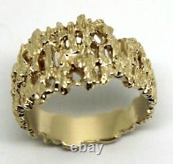 Size M Genuine 9ct 9k 375 Full Solid Yellow Gold Nugget Ring 12mm Wide 267