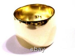 Size O Huge Genuine 9K 9Ct Yellow Gold Full Solid 16mm Extra Wide Band Ring