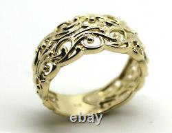 Size O Kaedesigns New 9ct 375 Wide Yellow Gold Wide Flower Filigree Ring