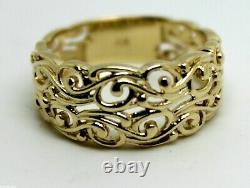 Size O Kaedesigns New 9ct 375 Wide Yellow Gold Wide Flower Filigree Ring