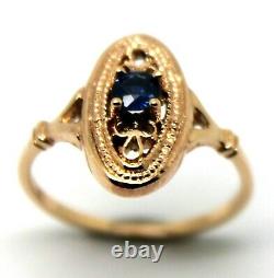 Size Q New Genuine 9ct 9k Rose Gold Delicate Blue Sapphire Filigree Ring