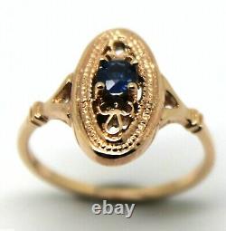 Size Q New Genuine 9ct 9k Rose Gold Delicate Blue Sapphire Filigree Ring