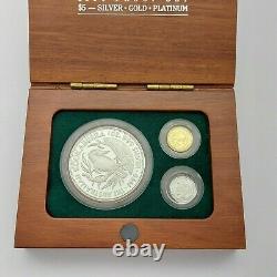 The Australian 1990 Proof Set $5 Silver Gold Platinum Coin Set