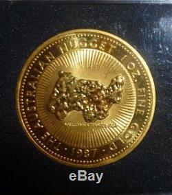 The Australian Nugget 1 Troy Oz Gold Coin. 9999 / 1987 / Welcome Stranger