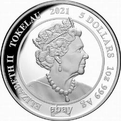 Tokelau 2021 Princess Diana of Wales $5 1 Oz Pure Silver Rose Gold Color Proof