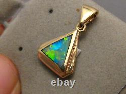 Triangle Opal Pendant solid 14 k Yellow Gold