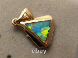 Triangle Opal Pendant solid 14 k Yellow Gold