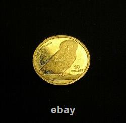Tuvalu 2005 Owl $30 1/5 oz Gold Proof Coin. 999 pure gold