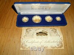 VERY RARE 1986 1.85 OZ AUSTRALIAN NUGGET PROOF GOLD 4 COIN SET (WithBOX & COA)
