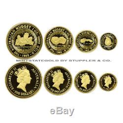 Very Rare 1988 Australian 4 Gold Nugget Proof coin set orig Display box & COA