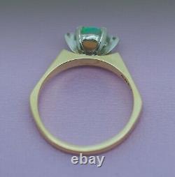 Vintage Antique Jewelry 18K Gold Ring Australia Natural Opal Diamonds Jewellery