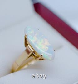 Vintage Jewellery Solid Gold Ring Australia Natural White Opal Antique Jewelry