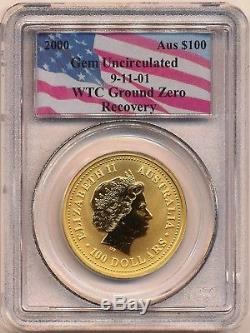 WTC Ground Zero Recovery 2000 Australian $100 Gold Nugget Gem Uncirculated PCGS