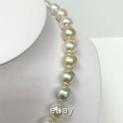 White and Golden South Sea Pearls Necklace Loose Strand Near-Rounds 12-13mm